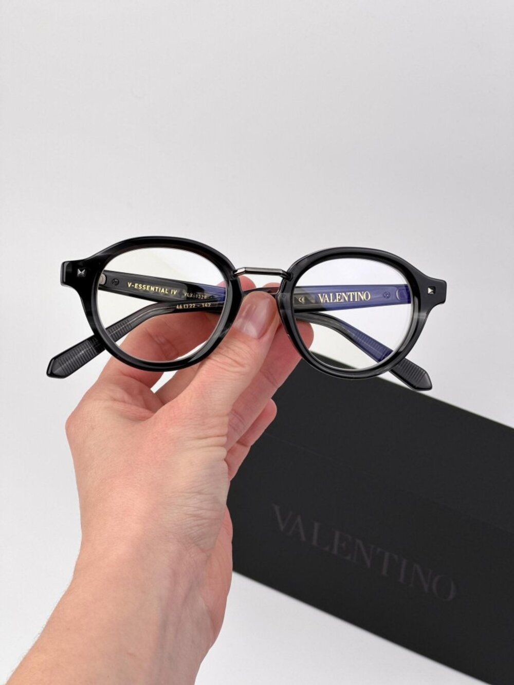 Valentino V-ESSENTIAL-IV VLX-132 B Round Eyeglasses – Black / Grey Transparent - Picture 1 of 9